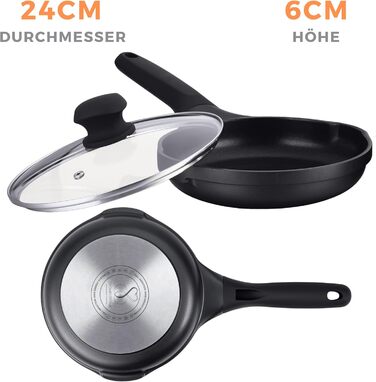 Сковорода-гриль Stone&Stone 28x28 см | Професійна сковорода для стейків | Німецьке антипригарне покриття GREBLON C3+ без PFOA | Знімна ручка | Підходить для індукції, газу та духовки | Для приготування барбекю з щипцями (24 см)