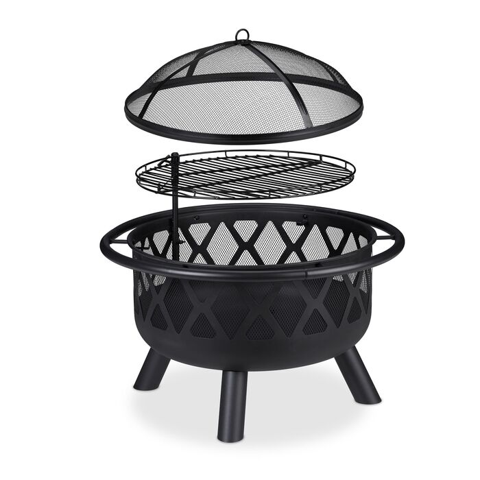 Вогнище Relaxdays з грилем та захистом від іскор