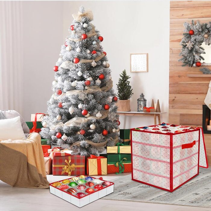 Ящик для зберігання новорічних кулі: органайзер для 64 куль, 4 яруси, 34x34x34 см