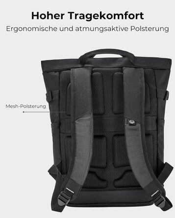 Рюкзак Johnny Urban для чоловіків і жінок - Harper - Денний рюкзак для відпочинку, спорту на кожен день - Денний рюкзак з безліччю відділень - 16-дюймовий відсік для ноутбука та ремінь для візка - водовідштовхувальний чорний