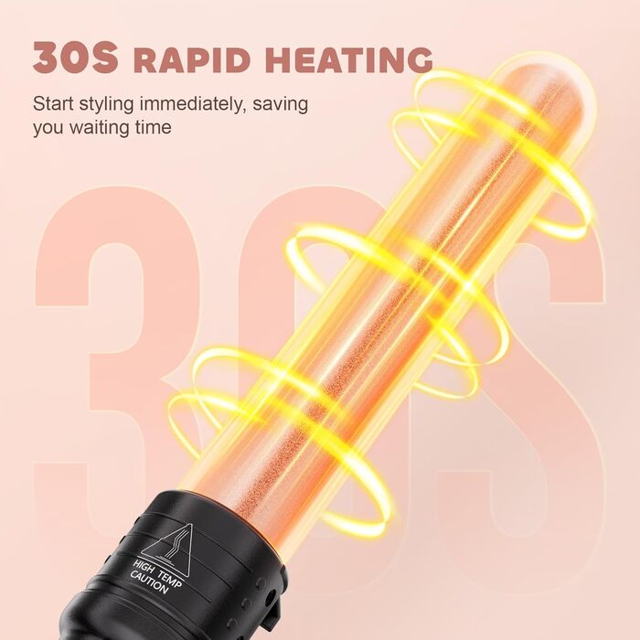 Локкенштаб NWOUIIAY 6 в 1 з LCD-дисплеєм, керамічним покриттям, набір для створення локонів, багатофункціональне змінне насадки, для великих та маленьких локонів, з рукавичками, регулювання температури (колір шампань)