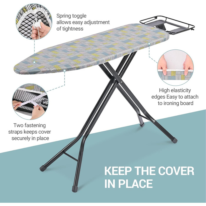 Чохол для прасувальної дошки KINGRACK, бавовна, 122 x 38 см, товста повстяна підкладка, смугаста, легко встановлюється