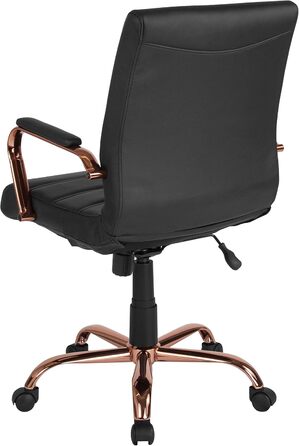 Крісло шеф Flash Furniture, обшите білою шкірою, з червонозолотим каркасом, 61 x 58,5 x 103,5 см