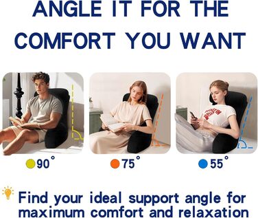 Підлогове крісло-мішок Tinuniyaa з підлокітниками, велике, для читання, роботи, перегляду телевізора, ігор та відпочинку. Максимальна висота користувача 163 см, вага 3.5 кг (Чорний, Стандартний)