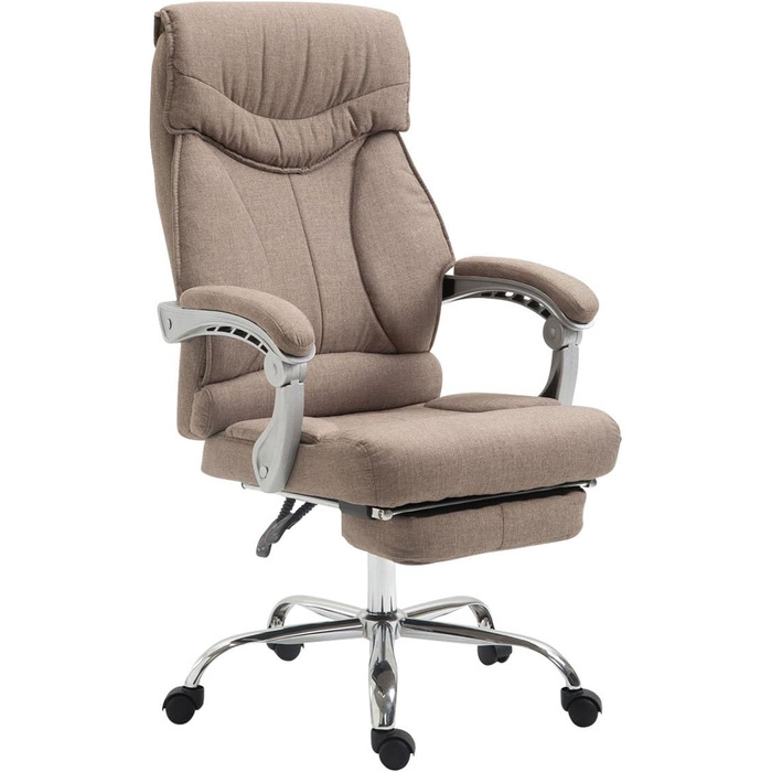 Офісне крісло CLP Big Iowa з тканинним покриттям, крісло для керівника з підніжкою, вантажопідйомність до 136 кг, регульована висота, колір: тауп