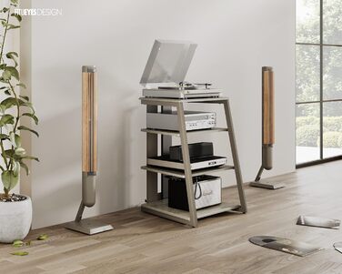 Стійка FITUEYES HiFi Rack wood & steel, регульована, для програвачів і стерео, 652x78 см (хакі)