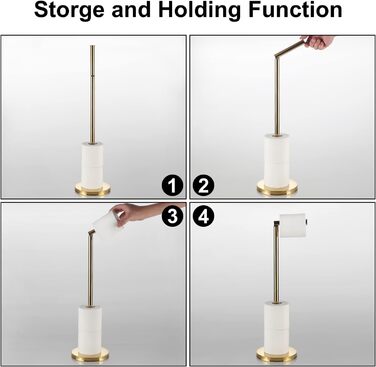Тримач для туалетного паперу LBSYSLB, нержавіюча сталь SUS 304, окремо стоячий тримач для туалетного паперу для ванної кімнати, зважений тримач для туалетного паперу для ванної кімнати (Золотий)
