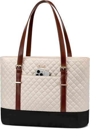 Сумка для ноутбука LOVEVOOK 15.6 дюймів для жінок з відділенням для ланчу, сумка-шоппер, ділова сумка, портфель, сумка для навчання, середнього розміру, водонепроникна, чорна