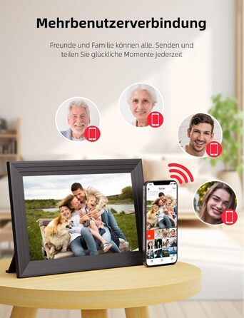 Цифровий фоторамка Frameo з Wi-Fi, 10.1 дюйма, 32GB, IPS сенсорний екран, HD 1280x800, автоматичне обертання, для фото та відео