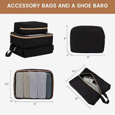 LOVEVOOK Набір валіз ручної поклажі: ручна валіза, середнього розміру, 20 дюймів, з відділенням для ноутбука 17 дюймів, легка, для жінок, подорожі, ділові поїздки, чорний, білий, коричневий