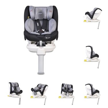 Дитяче автокрісло Cangaroo Admiral ISOFIX Group 0/1/2/3 (0-36 кг) поворотне регульоване, коліртемно-сірий