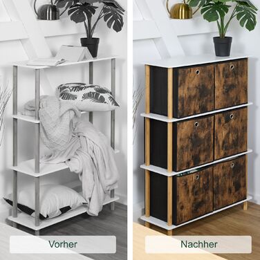 Набір з 6 тканинних контейнерів для зберігання з імітацією дерева Relaxdays