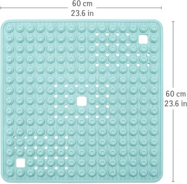 Деталь приводу-італійський килимок для душу преміум-класу, нековзний для літніх людей і дітей-60x60 см, стійкий до цвілі - не містить бісфенолу А - протиковзкий килимок для душа / ванни-квадратна форма-сертифікат TUV- (синій)