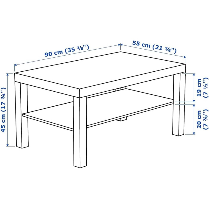 Журнальний столик з лаком Ikea (90x55 см), пластик, (COFEE/TABLE, коричневий)