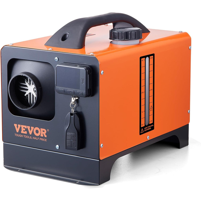 Автономний дизельний опалювач VEVOR 12V 5kW з LCD-дисплеєм, пультом дистанційного керування та Bluetooth, 0.16-0.52 л/год