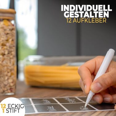 Скляні банки для зберігання з кришкою, круглі - 5 шт по 850 мл, посилене скло, герметичні контейнери для продуктів, кухонні органайзери (12 шт, кутові)