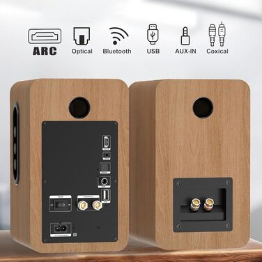 LONPOO LP-42S/LP-42X-YELLOW: Компактні Bluetooth колонки з USB, AUX та виходом для навушників | 30W, 3-дюймовий динамік, дерев'яний корпус