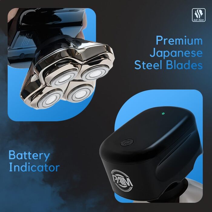 Електричний гоління для обличчя та голови Skull Shaver Palm Pro MX5 - бездротовий, акумуляторний, для мокрого та сухого гоління, чоловічий, USB-зарядка, Grooming Set, леза Carver 4 Pro, LCD-дисплей