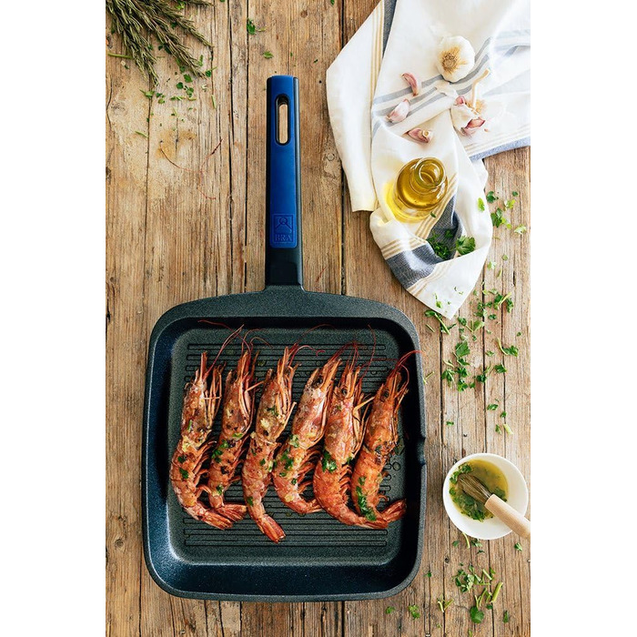 Grill BRA Advanced з рифленням, 28 см, алюмінієвий литвий з антипригарним покриттям, PFOA-free, для індукційних плит, сучасний дизайн