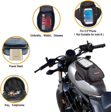 Мотоциклетна сумка-бак - Oxford Saddle Black Moto - Універсальна магнітна сумка для Honda Yamaha Suzuki Kawasaki Harley (4 літри)
