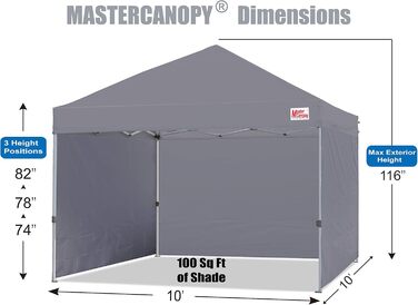 Павільйон MasterCanopy 3x3 м складаний з 4 стінками для ринку, саду, двору, сірий