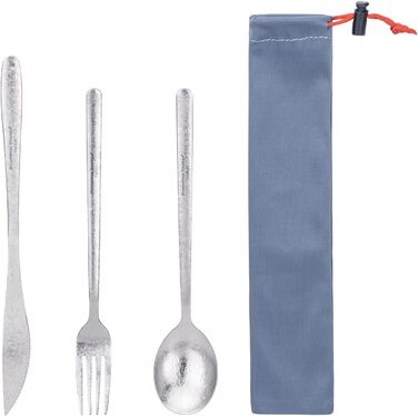 Набір столових приборів iBasingo Titan для кемпінгу: ложка, виделка, ніж, палочки для їжі. Металевий посуд з довгими ручками для подорожей та повсякденного використання. Модель Ti1056T/Ti1056t