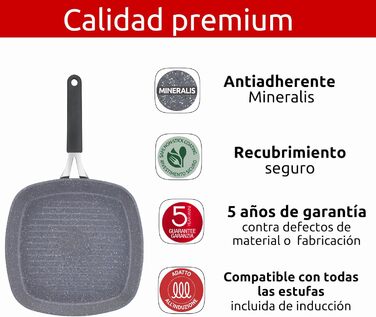 Гриль-пательня Lagostina Tempra Mineral з антипригарним покриттям, 26 см, сталь/алюміній, силіконовий ручка, ефект каменю, для всіх типів плит