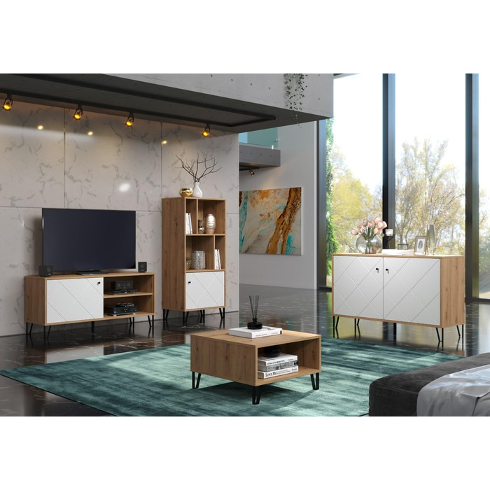 Тренттим Смарт Лівінг - Тумба з 2 дверцятами та 4 відділеннями, Artisan Eiche/Weiß, 60 x 37 x 60 см