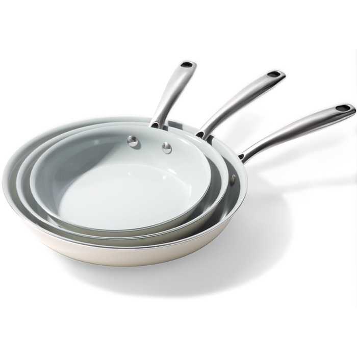 Набір сковорідок з керамічним покриттям 20/24/28 см, індукційні, антипригарні, без PTFE, PFOA, PFOS, для індукційних плит, Blaugrau