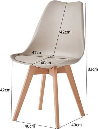 6-Piece Set Modern Dining Chairs, Kitchen Chairs with Upholstery and Beech Legs for Bedroom, Living Room, Dining Room, Kitchen – Khaki