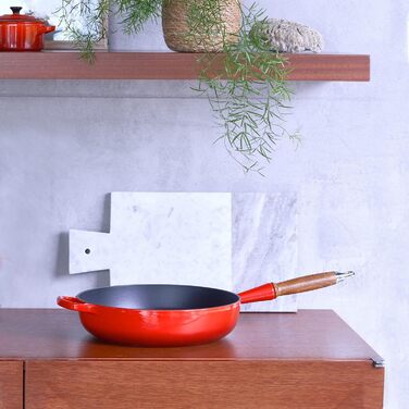 Сковорода LE CREUSET Signature з чавуну з дерев'яною ручкою 28 см (Вишневий)