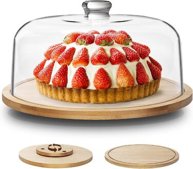 Дерев'яний підставка для тортів з кришкою, обертова тарілка для випічки, декор для тортів | Eukue