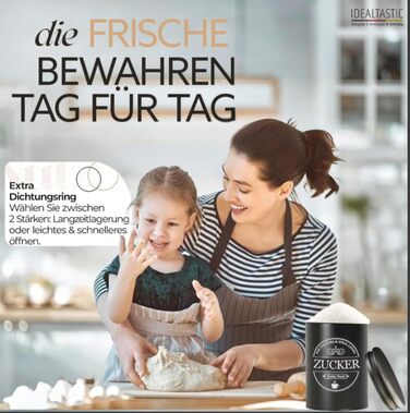 Набір контейнерів для зберігання кави, цукру та борошна IDEALTASTIC® Premium, 3 шт по 500г, герметичні, з нержавіючої сталі