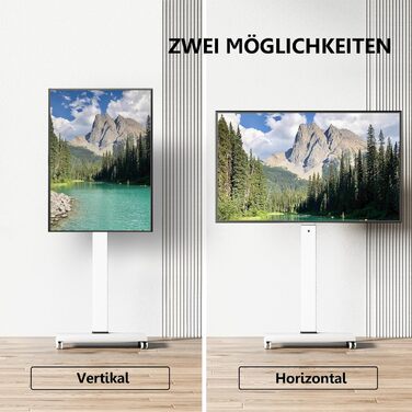 Підставка для телевізора FITUEYES на колесах, 32-75 дюймів, плазма/LCD/LED, білий, VESA 600x400 мм