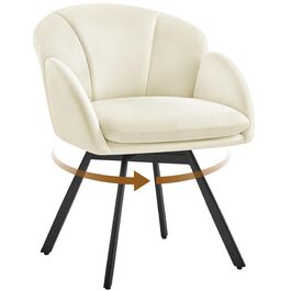 Офісний стілець Yaheetech 360° обертовий, оксамитовий, з подвійним сидінням, бежевий - для офісу, спальні, вітальні