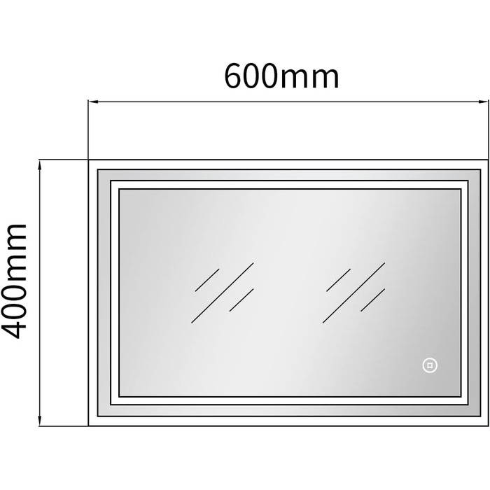 Дзеркало для ванної кімнати з підсвічуванням 40x60 см, 3 кольори світла, сенсорне управління, прямокутна форма, холодний/теплий білий світ, LED, 60L x 40B см