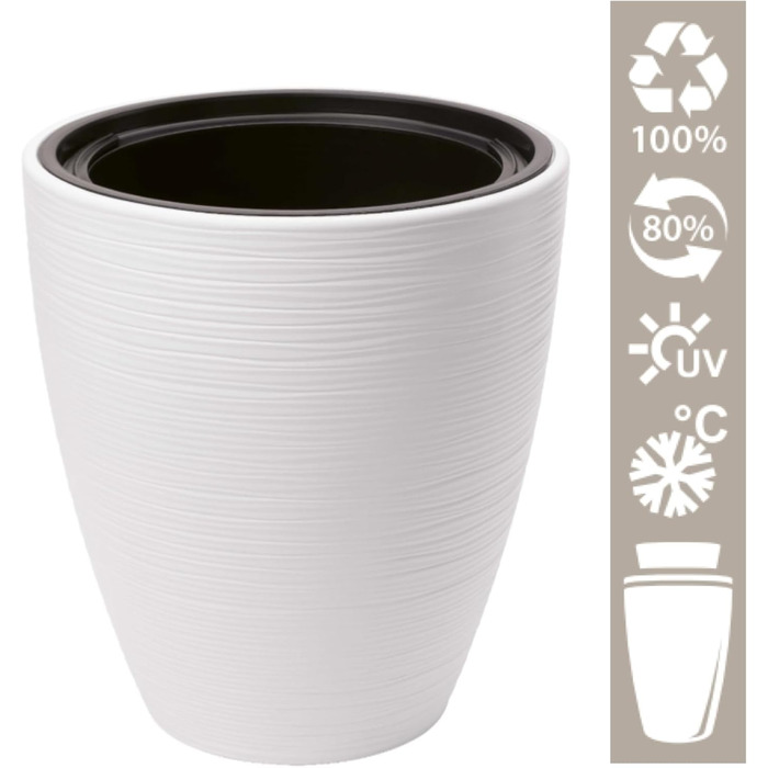 Горщик для квітів MELTOM Blumenkübel – білий, діаметр 42 см, знімний вкладиш, горизонтальні смуги