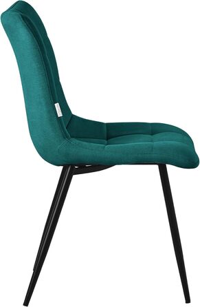 Крісла для їдальні ML-Design, оббивка тканиною, чорні металеві ніжки, 6 шт., Petrol