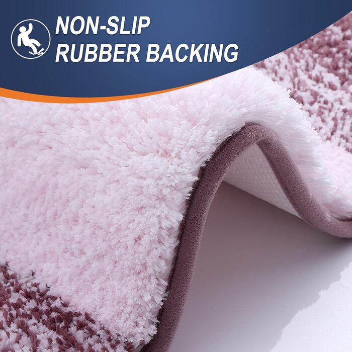 Набір килимків для ванної кімнати OLANLY, 2 шт., м'який, швидковисихаючий, мікрофібра, нековзний, придатний для прання та сушки в машинці, плюшеві килимки для ванної (119,4 x 50,8 см + 61 x 40,6 см)
