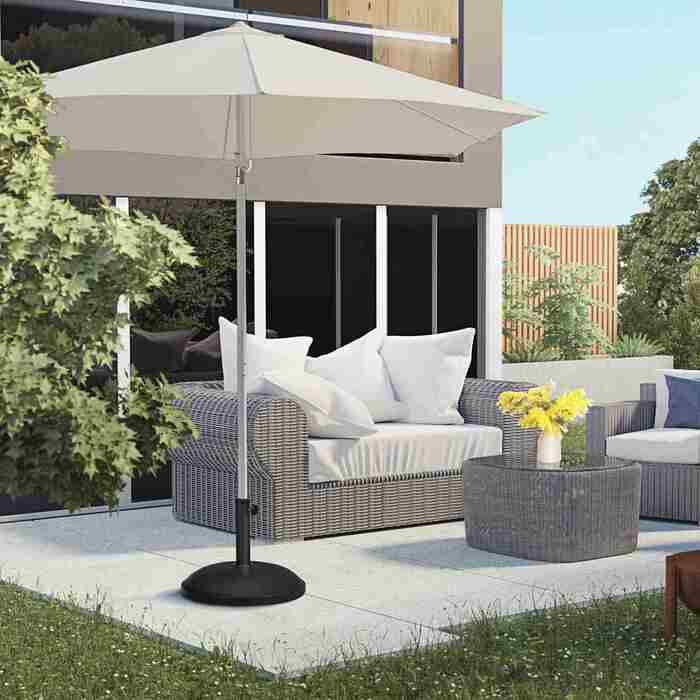Підставка для парасольки Outsunny 25 кг зі сталі та цементу, чорна, Ø49 x 37 см, стабільний захист від сонця для саду та тераси