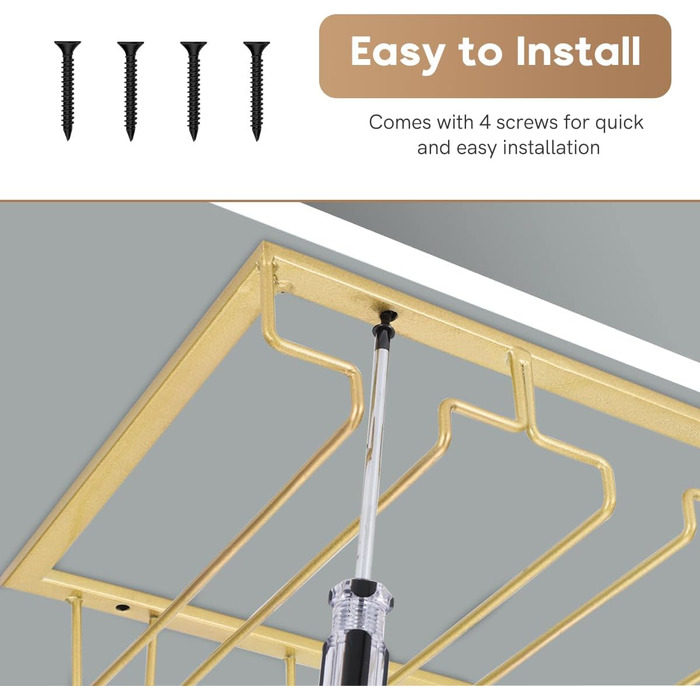 Стелаж для склянок Xverycan (Золотий, 6 рядів)