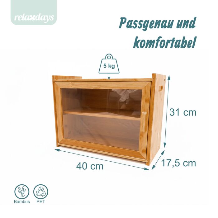 Relaxdays Бамбуковий Хлібниця з Двома Ярусами та Вікном