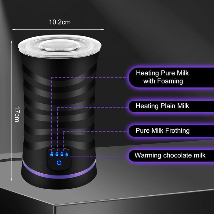 Електричний піноутворювач молока 4-в-1, для гарячого та холодного молока, автоматичне вимкнення