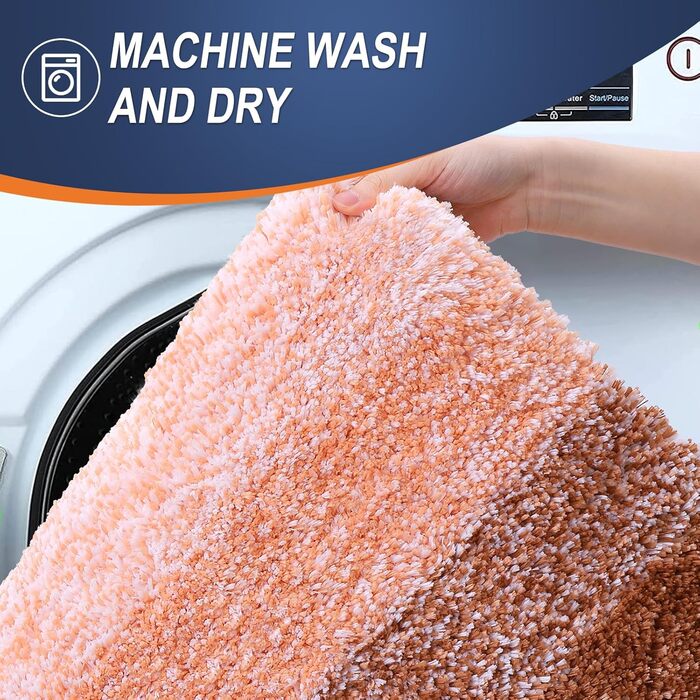 Килимок для ванної кімнати OLANLY, м'який та поглинаючий, з мікрофібри, з антиковзким покриттям, 50.8 x 81.3 см, помаранчевий