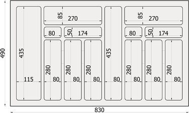 Вставка для столових приладів sossai Divio для висувних ящиків 30 см / ширина 23 см x Глибина 43 см обрізна / з 4 відділеннями / Колір антрацит / Система розташування ящиків для столових приладів (83 x 49 см-14 відділень)