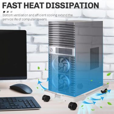 Підставка для комп'ютера Liitrton Mobiler - регульована, на коліщатках, білий колір