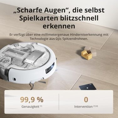 Робот-пилосос DJI ROMO S з функцією миття підлоги, 25 000 Па потужність всмоктування, розпізнавання перешкод рівня дрона, два робочі руки, 200 днів без обслуговування, автоматичне очищення та сушіння моп-насадки (DJI ROMO A (версія з баком для води))