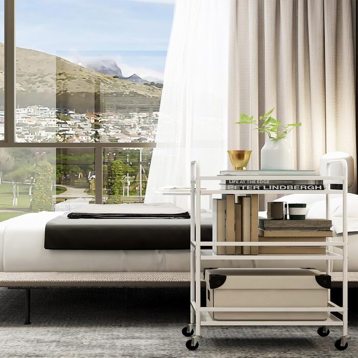 Металевий сервісний візок HDANI з 3 ярусами, на колесах, 48x30x75 см, для кухні, вітальні, бару, ванної кімнати