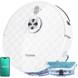 Робот-пилосос Tesvor S8 Pro з функцією миття - 8000Pa, LiDAR-навігація, 240 хв роботи, керування через додаток/Alexa, для тварин, килимів, твердих підлог