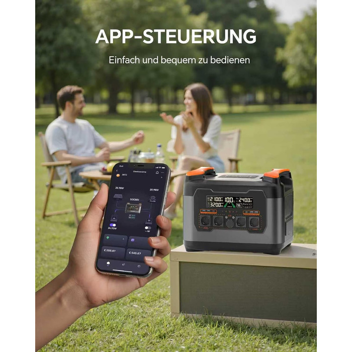 Портативна електростанція Power Lifting 3000W, 1102,5Wh, LiMnFePO4 акумулятор, сонячна панель 400W, MPPT, USB-C 100W, 230V AC, для кемпінгу та відпочинку на природі (S2400+400W)